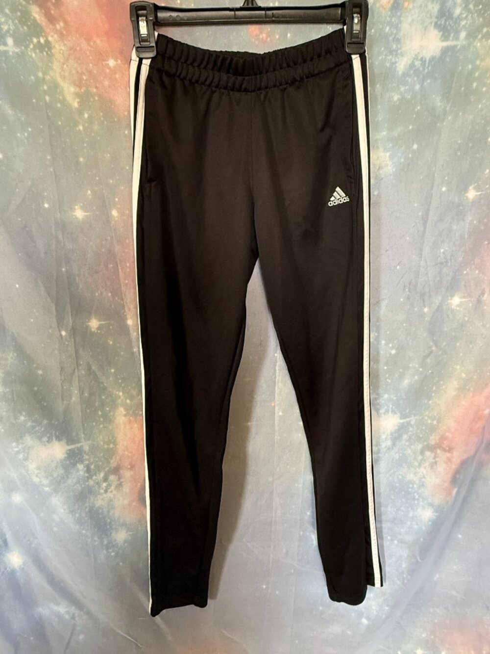 Adidas Climalite Track Pants Womens Small Regular Inseam Black 3 Stripe Ankle Zi